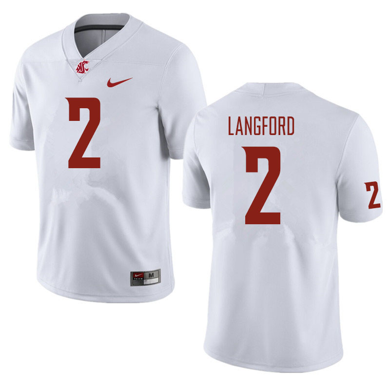 Men #2 Derrick Langford Washington State Cougars Football Jerseys Sale-White
